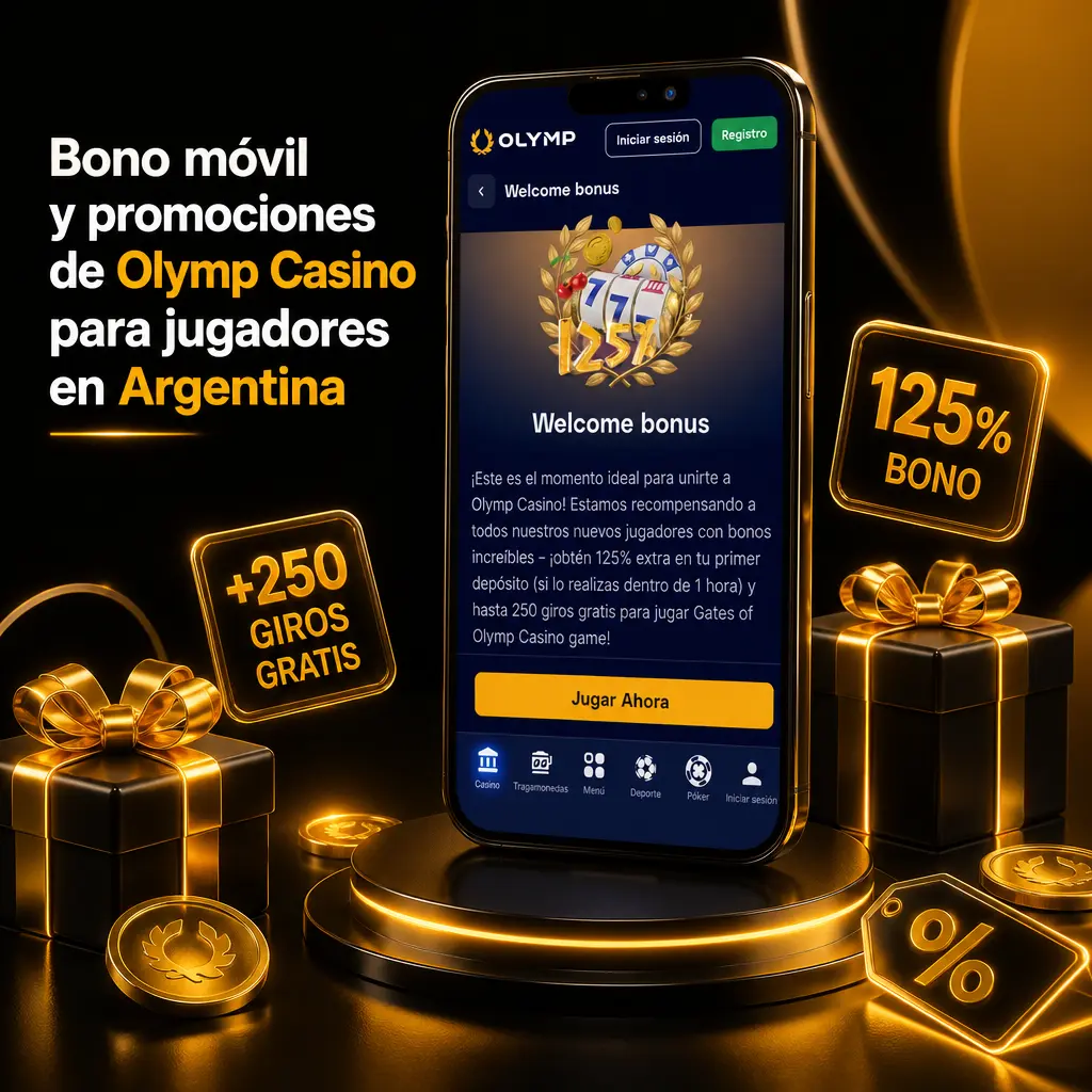 Bono de bienvenida de Olymp Casino: 125% hasta 100.000 ARS más 250 giros gratis para jugadores de Argentina.