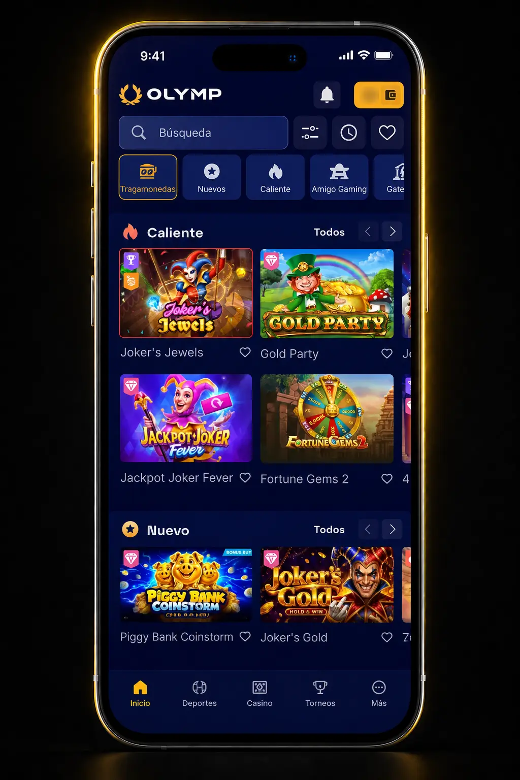 Pasos para jugar tragamonedas en Olymp Casino: iniciar sesión, depositar, buscar juego, elegir modo y girar