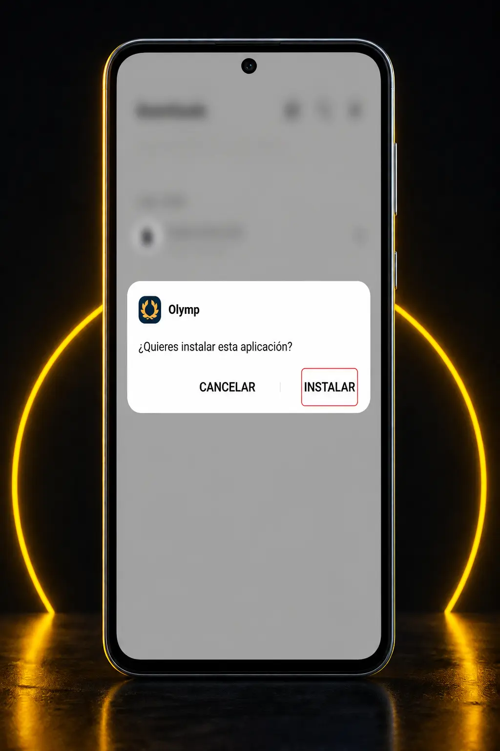 Captura de pantalla mostrando el proceso de instalación del APK de Olymp Casino en un dispositivo Android