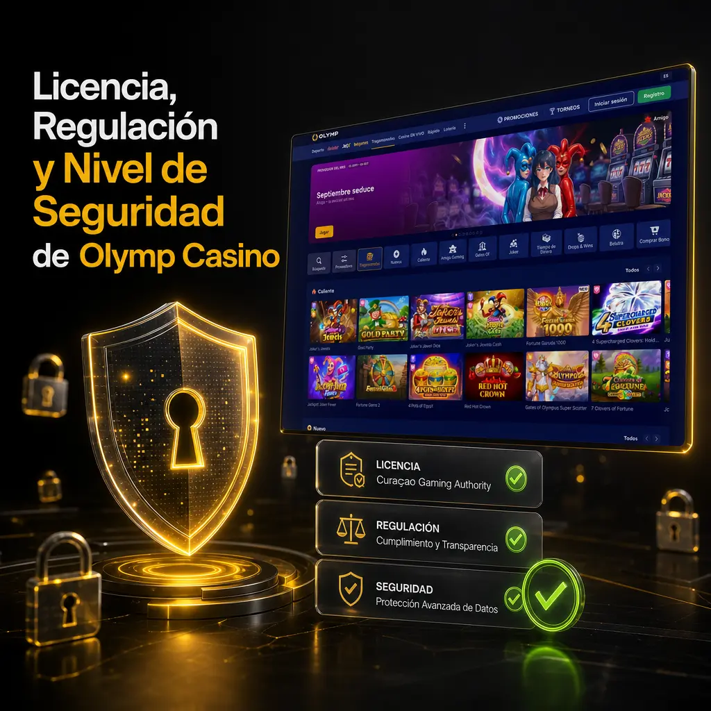 Licencia de Curazao 8048/JAZ2018-040 y cifrado SSL de 256 bits que respaldan la seguridad de Olymp Casino
