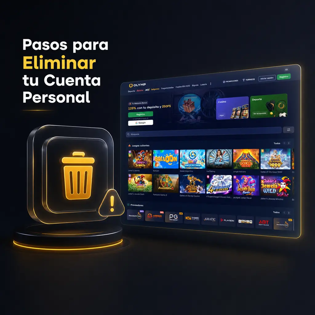 Pasos para eliminar tu cuenta personal en Olymp Casino: configuración, confirmación y verificación por correo electrónico.